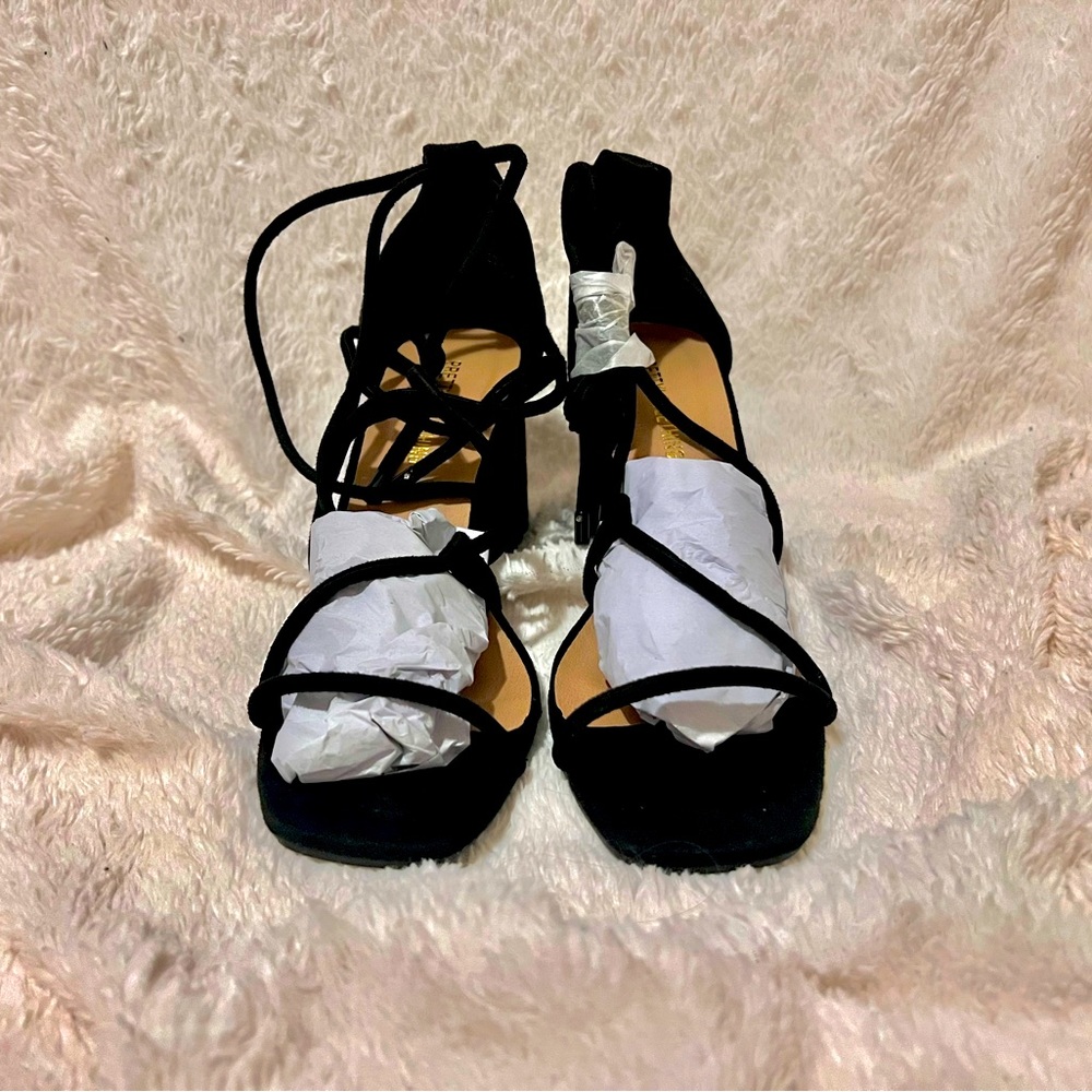 Black Suede Lace Up Heels